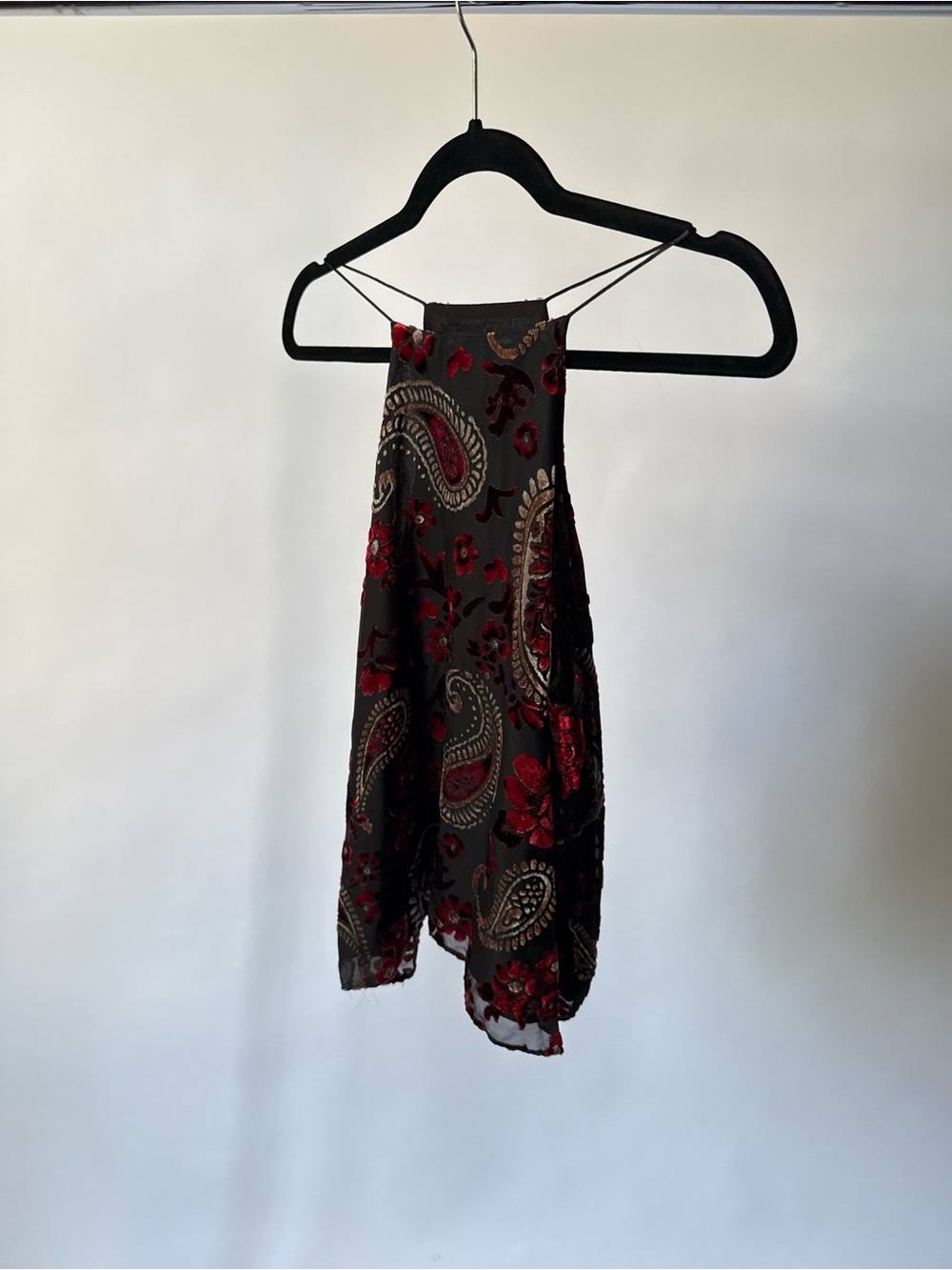 Red Floral Paisley High-Neck Skirt